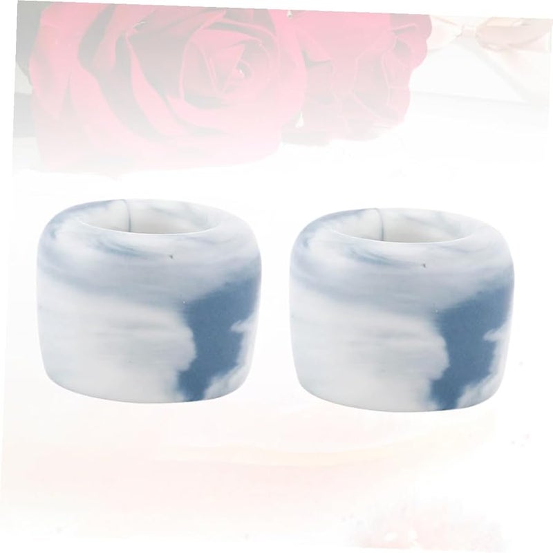Blue Marble Grain Ceramic Toothbrush Holder Stand With Thickened Ring Design For Bathroom Kitchen Storage - Image 4